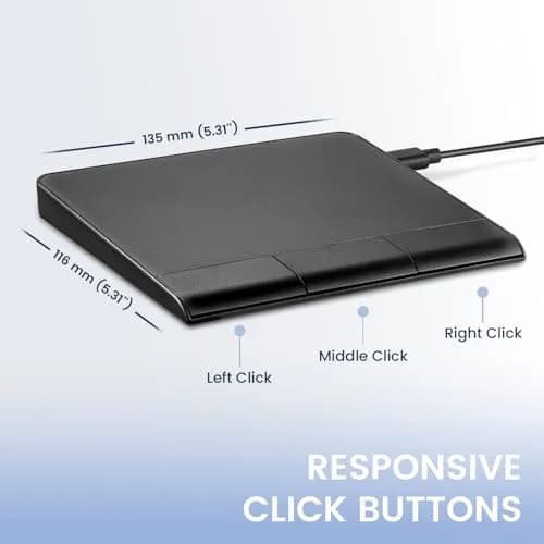 Perixx PERIPAD-506 Wired USB Touchpad – Slim Detachable Design for Desktop & Laptop – 5.31x4.57x0.55 Inches – Black thumbnail 3
