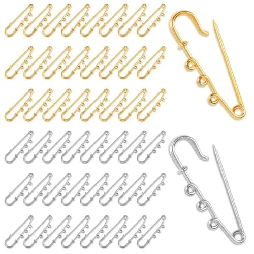 Koceci Heavy Duty Safety Pins 50PCS | Durable Metal Brooch Pins with Loops for Crafts & Clothing thumbnail 1