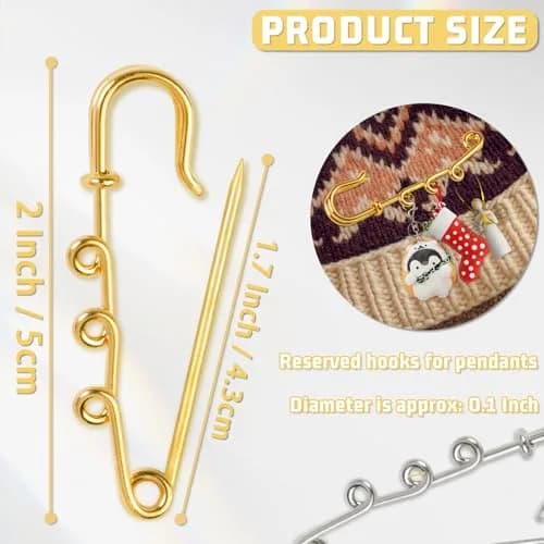 Koceci Heavy Duty Safety Pins 50PCS | Durable Metal Brooch Pins with Loops for Crafts & Clothing thumbnail 2