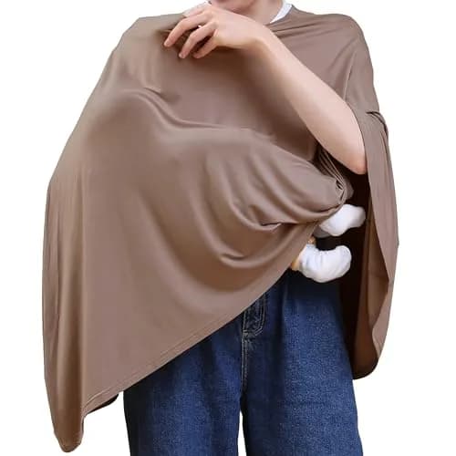 Seejoy Multi-use Nursing Cover for Breastfeeding, 360°Full Coverage Nursing Poncho, Smooth Rayon, Mocha | 120cm (47.2" ) x 66cm (26" ) thumbnail 1