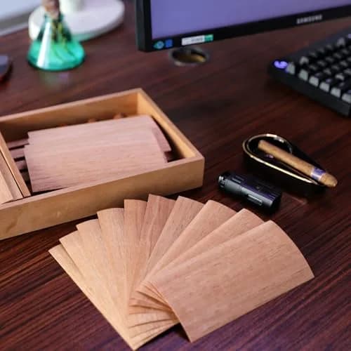 Woho Spanish Cedar Sheets for Humidors, 36 Count (6.25" x 3" x 0.02") | Natural Wood Veneer for Cigar Storage and Aging thumbnail 3