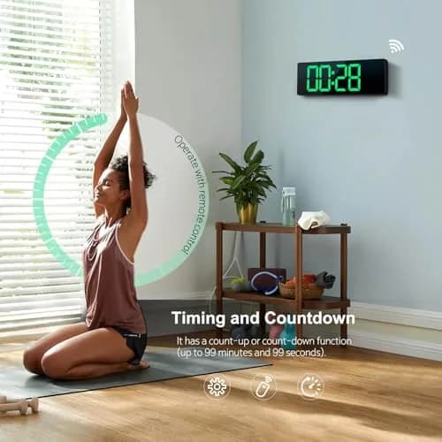 Hournor Digital Wall Clock 16" Large Display RGB Colors | Remote Control, Night Lights, Auto DST, Temp thumbnail 5