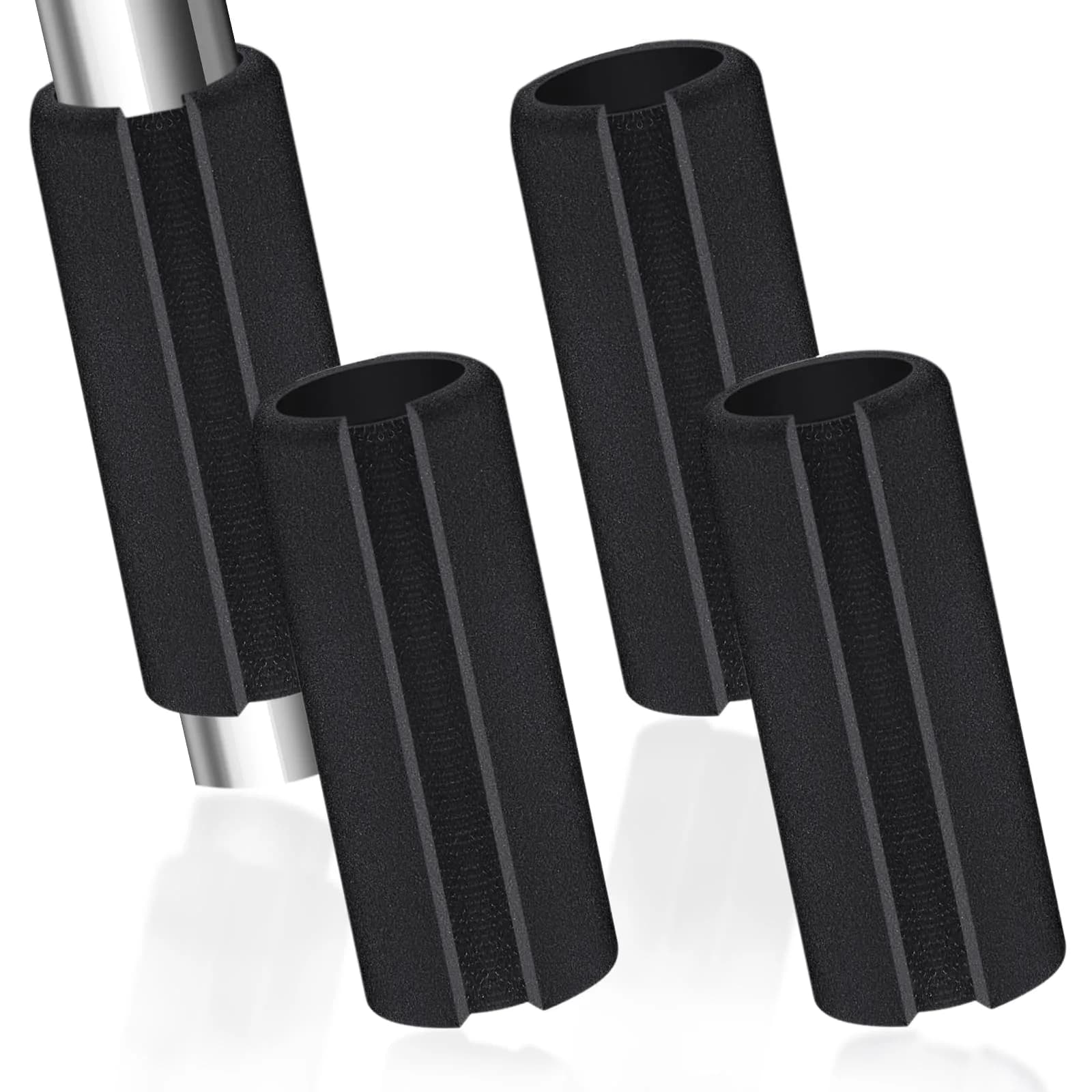 AKLVBL Black 4 Pcs Universal Handle Grips 10.9cm (4.3 Inch) | NBR Rubber Foam Comfort Grip for Gym, Bike, Tools - main product image