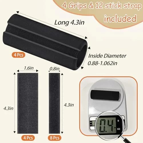 AKLVBL Black 4 Pcs Universal Handle Grips 10.9cm (4.3 Inch) | NBR Rubber Foam Comfort Grip for Gym, Bike, Tools thumbnail 4