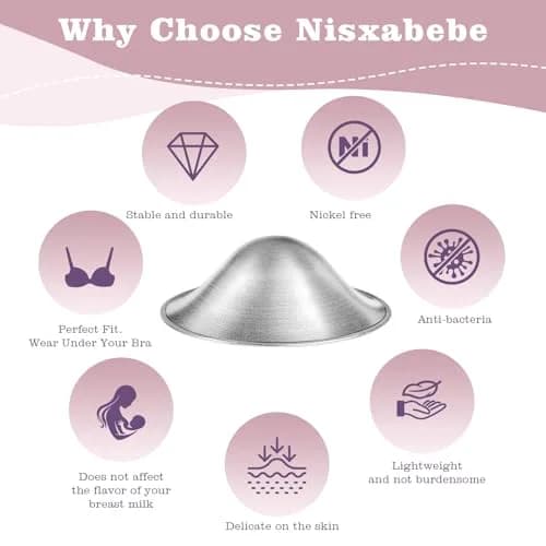 NISXABEBE Original Silver Nursing Cups with Silicone Ring, X-Large | Natural Healing for Sore Nipples thumbnail 4