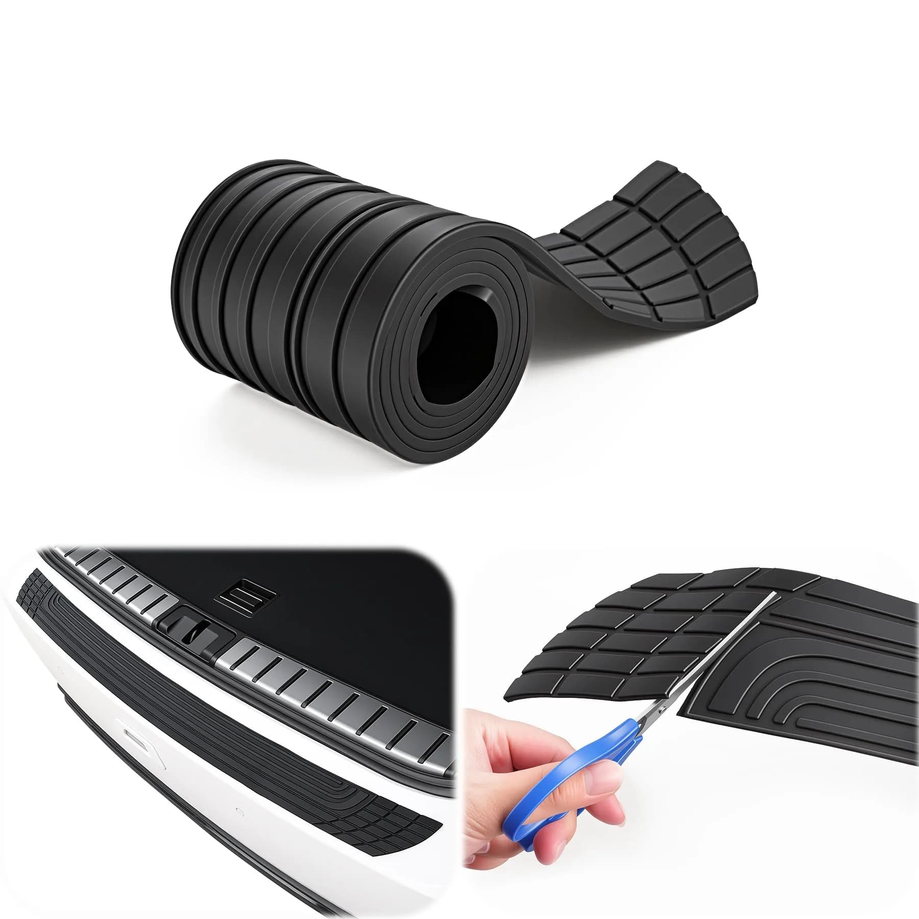 SINGARO Car Rear Bumper Protector 42inch x3.4inch | Rubber Anti-Scratch Exterior Accessory - main product image