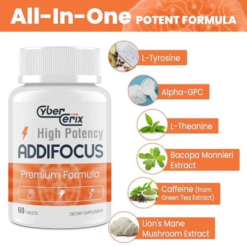 CyberCerix 17-in-1 Brain Supplements for Memory & Focus | Nootropic Formula with Vitamins, Amino Acids & Herbal Extracts (60 Count Pack of 2) thumbnail 3