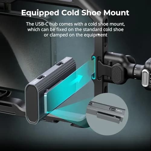 SmallRig 4-in-1 USB-C Hub with Cold Shoe Mount | PD 100W, 4 Ports, Compact Design thumbnail 6