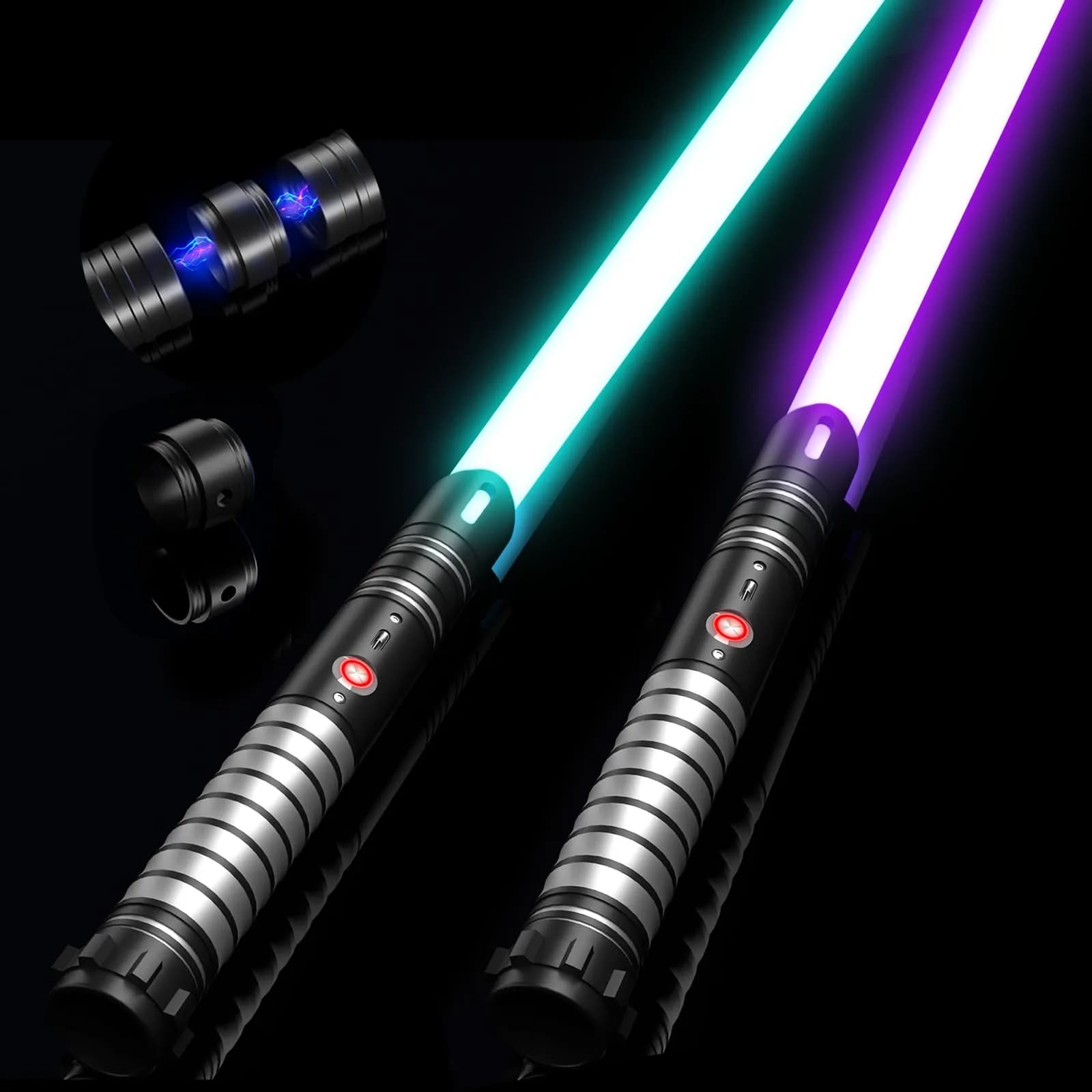 Viglaschill Silver Lightsaber for Dueling | 20 Colors, 6 Modes, Rechargeable, 6-Hour Use — 24 Colors Model B