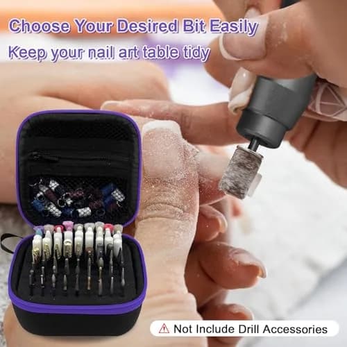 Thowapou 81 Holes Nail Drill Bit Holder Case - Purple | Compact & Organized Storage for 3/32" Bits thumbnail 7