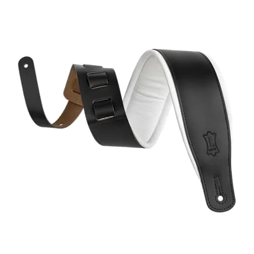 Levy's Leathers Deluxe 3" Padded Leather Guitar Strap; Black & White | Adjustable 37"-51" thumbnail 1