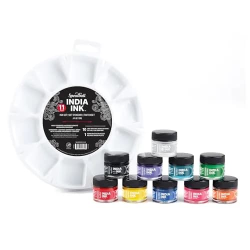 Speedball India Ink Set, 11 Piece | High-Quality Pigment for Artists & Hobbyists thumbnail 1