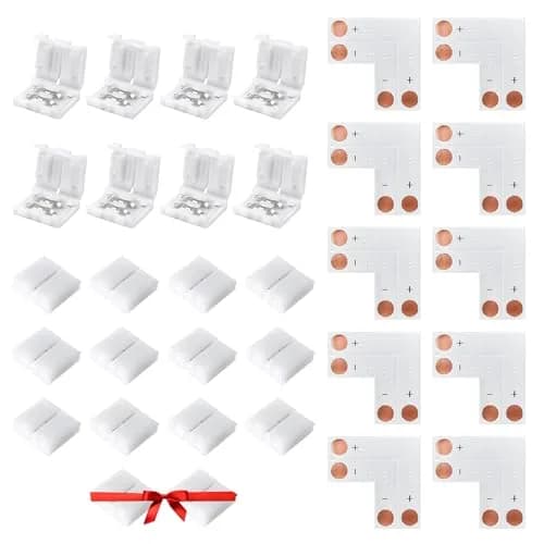 JACKYLED 10mm 2-Pin LED Strip Connectors for LED Strip Lights, 10 Pack | Seamless, Solderless Extension for Home Lighting thumbnail 1