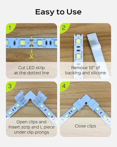 JACKYLED 10mm 2-Pin LED Strip Connectors for LED Strip Lights, 10 Pack | Seamless, Solderless Extension for Home Lighting thumbnail 5