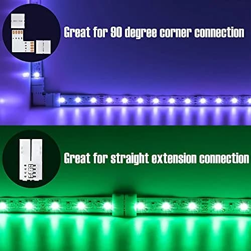 JACKYLED L Shape 8mm 4-Pin LED Strip Connectors 32pcs | Unwired Solderless Connectors for 8mm Wide 4-Pin LED Strips thumbnail 2