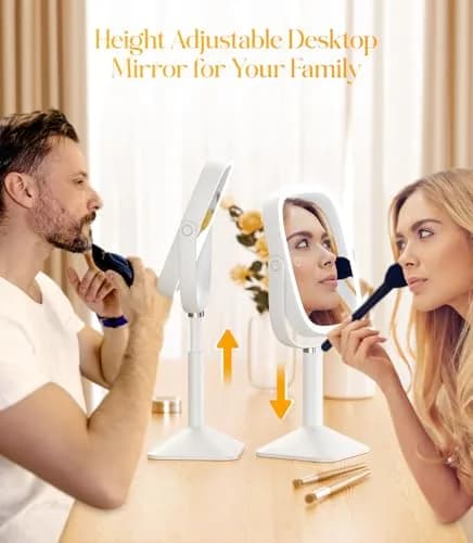 Gospire Rectangle Lighted Makeup Mirror with Lights 8.5"x7.4" | 1X/7X Magnification, Adjustable Height, Rechargeable thumbnail 7