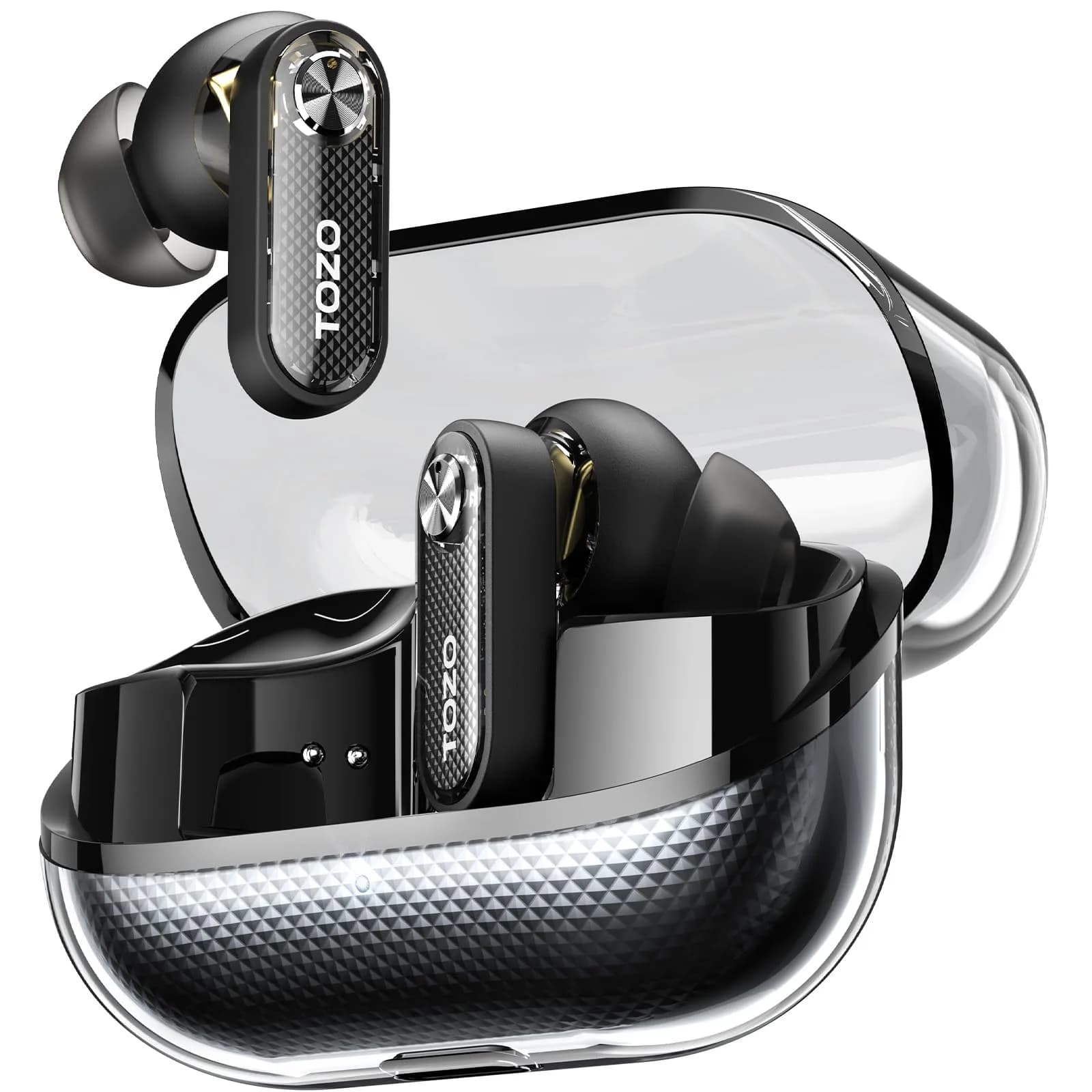 TOZO Crystal Pods Hybrid ANC Wireless Earbuds | 35H Playtime, Transparent Design, Bluetooth 5.4, IPX5 Waterproof - main product image