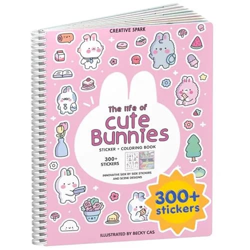 CUPKIN Life of Cute Bunnies Sticker Book with Coloring Pages, 300+ Stickers for Toddlers Ages 2-8 thumbnail 1