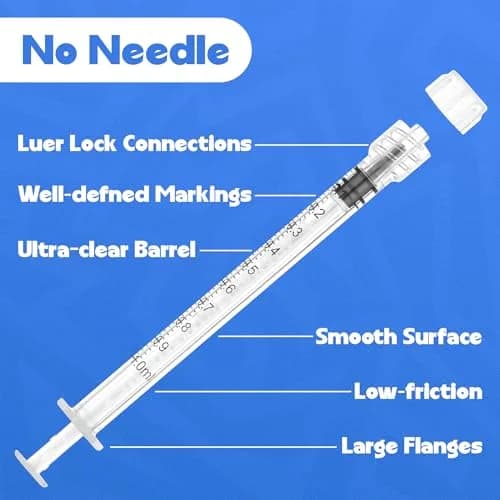 ginallt 1mL Luer Lock Syringes Without Needle, 20 Pack | Sterile, Individually Wrapped, Leak-Free thumbnail 3