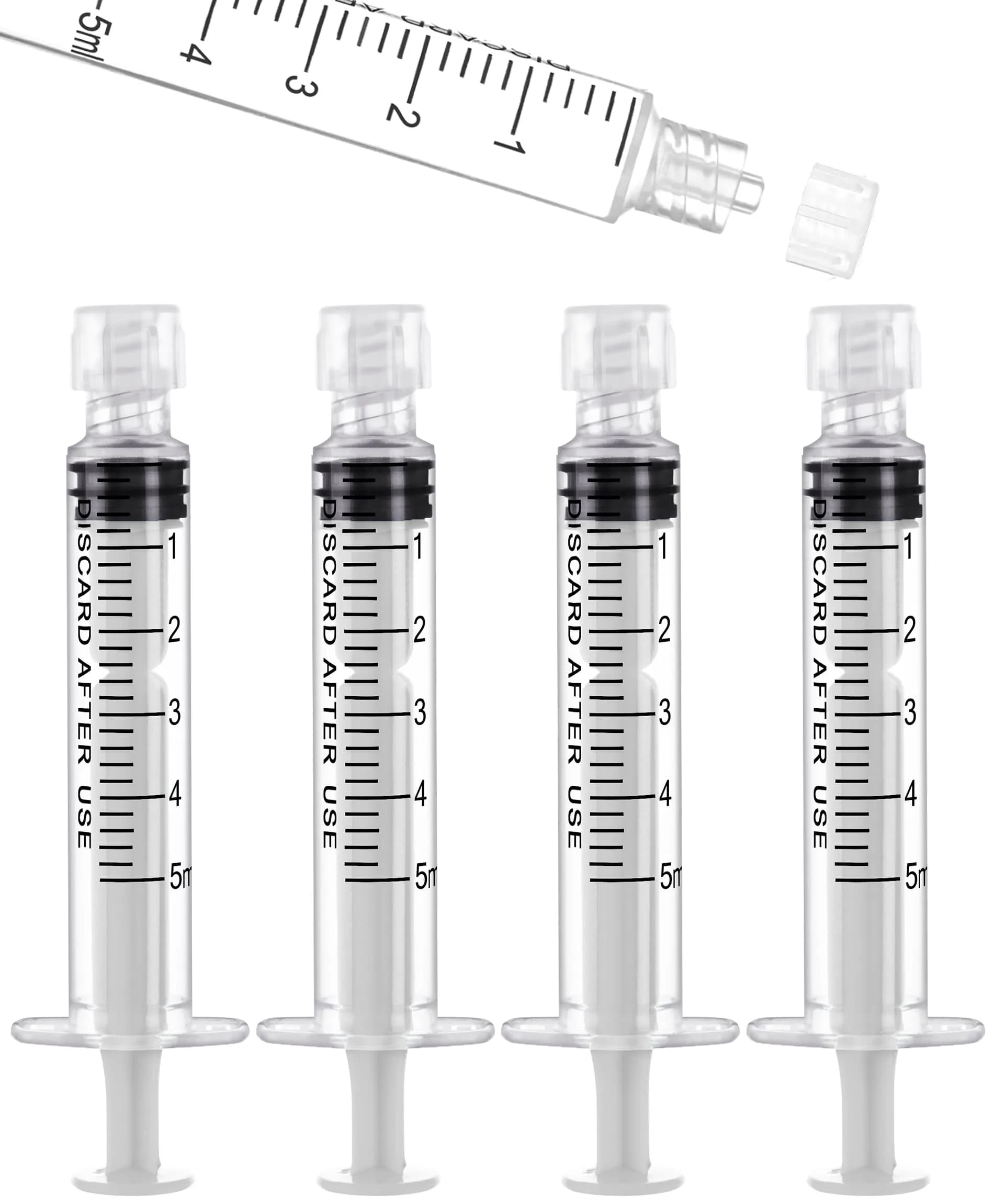 ginallt 5mL Luer Lock Syringes without Needle - Sterile Syringe with Cap, 10 Pack | Precise Liquid Dispensing for Labs & Pets