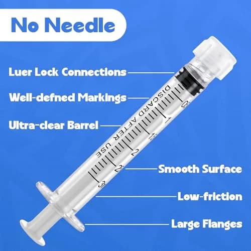 ginallt 3mL Luer Lock Syringes Without Needle - Sterile Syringe with Cap, 50 Pack (150 mL Total) thumbnail 3