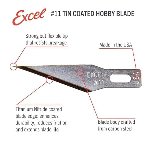 Excel Blades #11 Titanium Nitride Hobby Blades, 50-Pack, Carbon Steel | Precision Craft Refills thumbnail 3