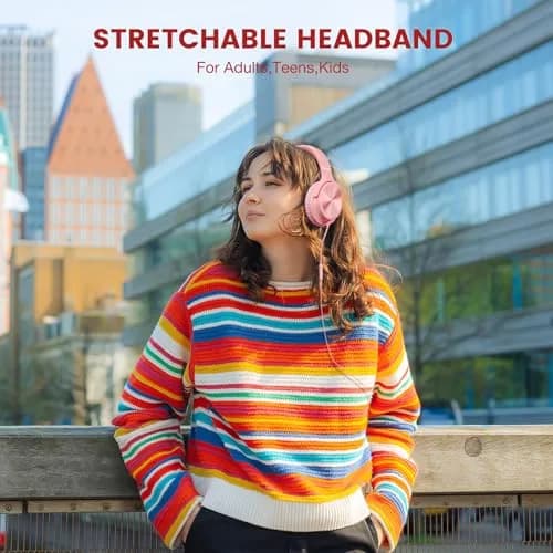 Cowyawn USB C Wired Over-Ear Headphones with Mic, HD Stereo Sound, Foldable, Pink | Noise Isolation thumbnail 4