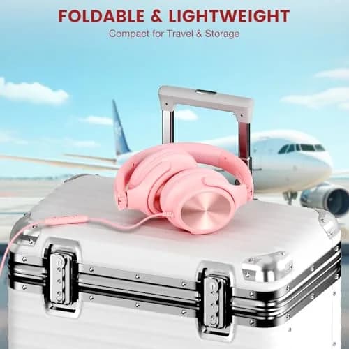 Cowyawn USB C Wired Over-Ear Headphones with Mic, HD Stereo Sound, Foldable, Pink | Noise Isolation thumbnail 6