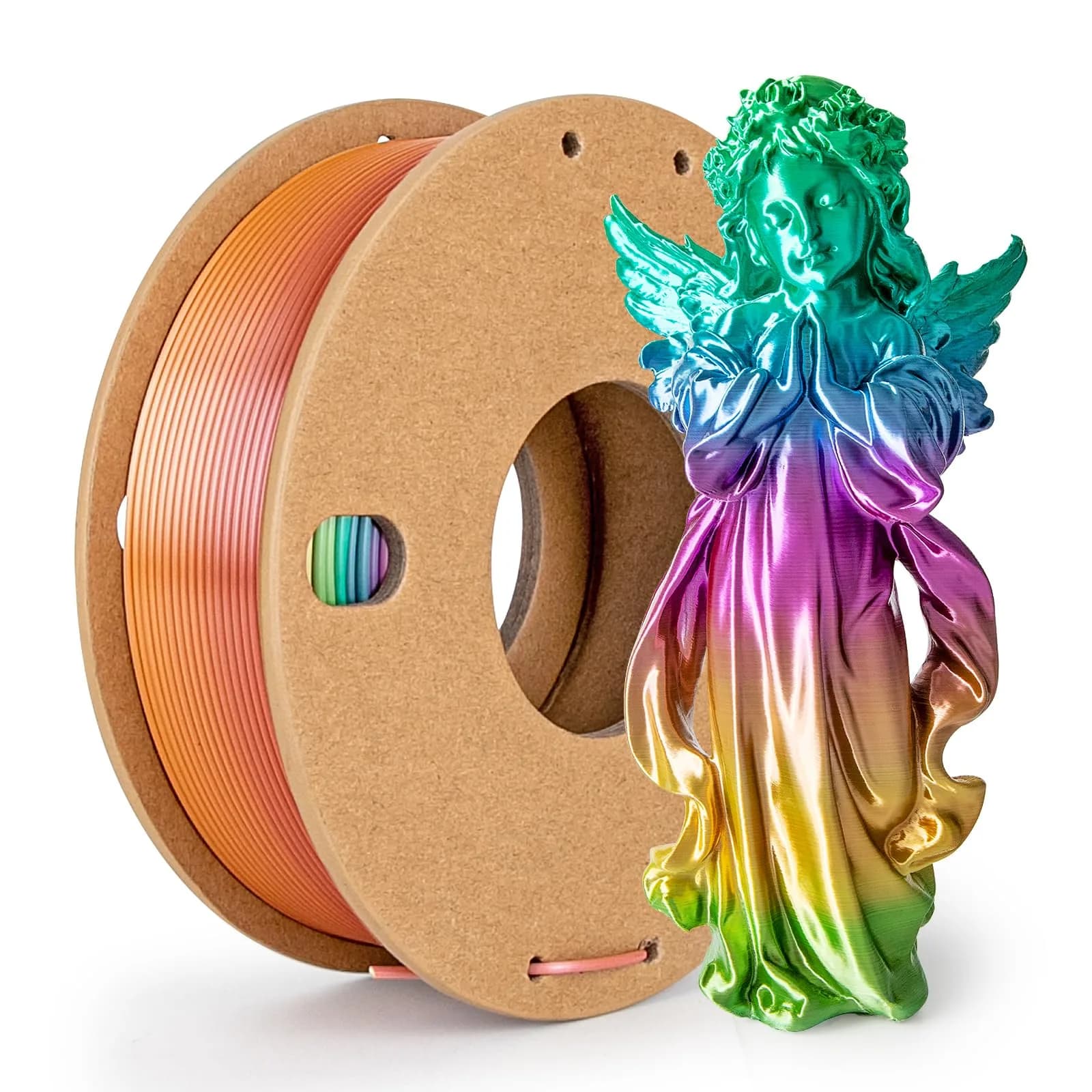3Dgenius Silk Triple Color PLA Filament 1.75mm | Vibrant Multi-Color, Clog-Free, 250g Spool for Flawless 3D Prints — Gradient Candy / 250g