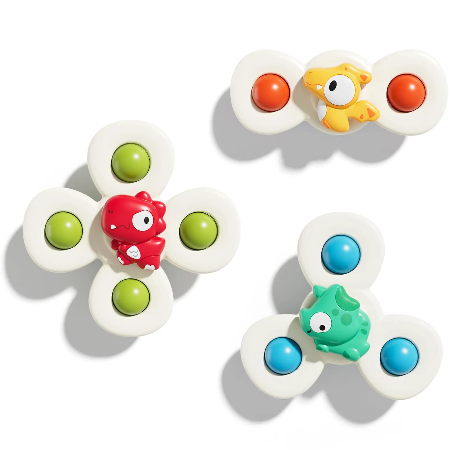 ALASOU Suction Cup Spinner Airplane Travel Toys for 1 Year Old Boy Girl | 3 Pack Multicolor Dinosaur