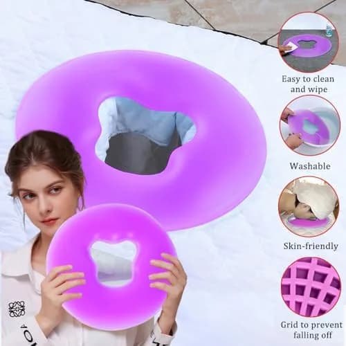 OULIGET Silicone Face Massage Pillow, Purple | Soft SPA Headrest for Beauty Beds & Travel thumbnail 4