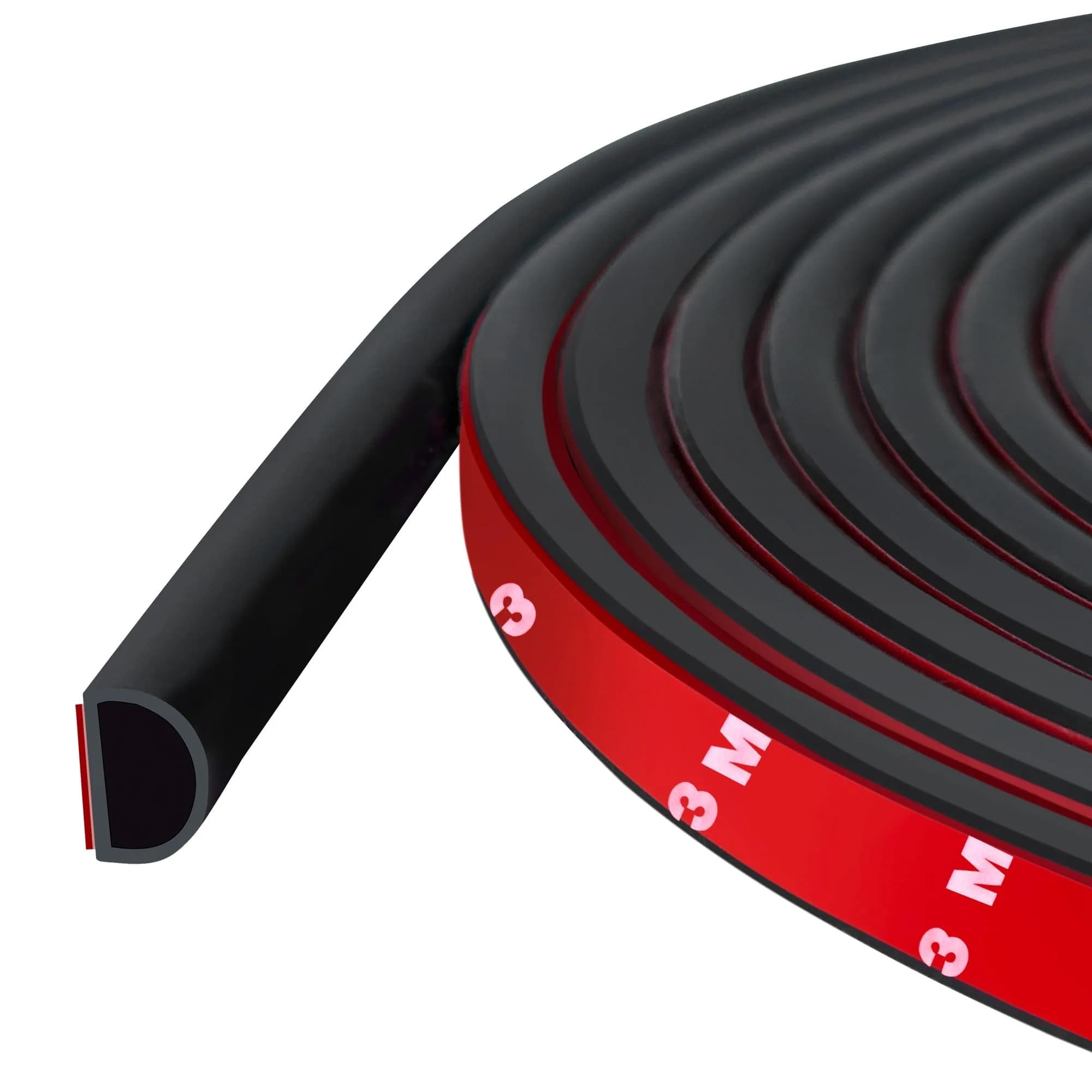 Protalwell Black Silicone Weather Stripping Door Seal 6.35mm (1/4") T × 9.53mm (3/8") W | Seals Gaps & Reduces Noise