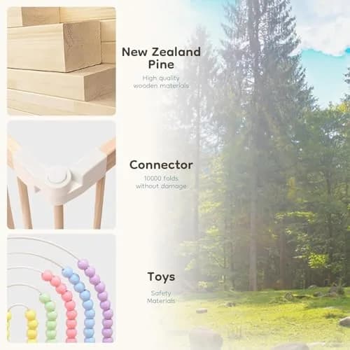 Ulnxiy Wooden Baby Playpen with Toy 56"x56" | Foldable Play Yard for Toddlers thumbnail 7