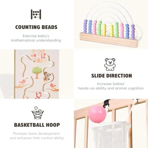 Ulnxiy Wooden Baby Playpen with Toy 56"x56" | Foldable Play Yard for Toddlers thumbnail 3