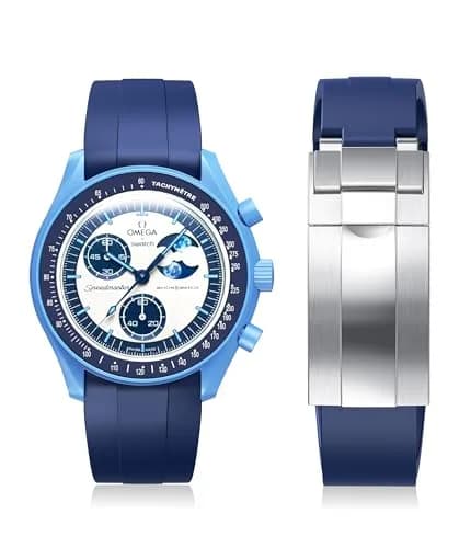 REBANDACE Silicone Watch Strap for Moonswatch | No Gap Curved Replacement, Navy, 20mm thumbnail 1