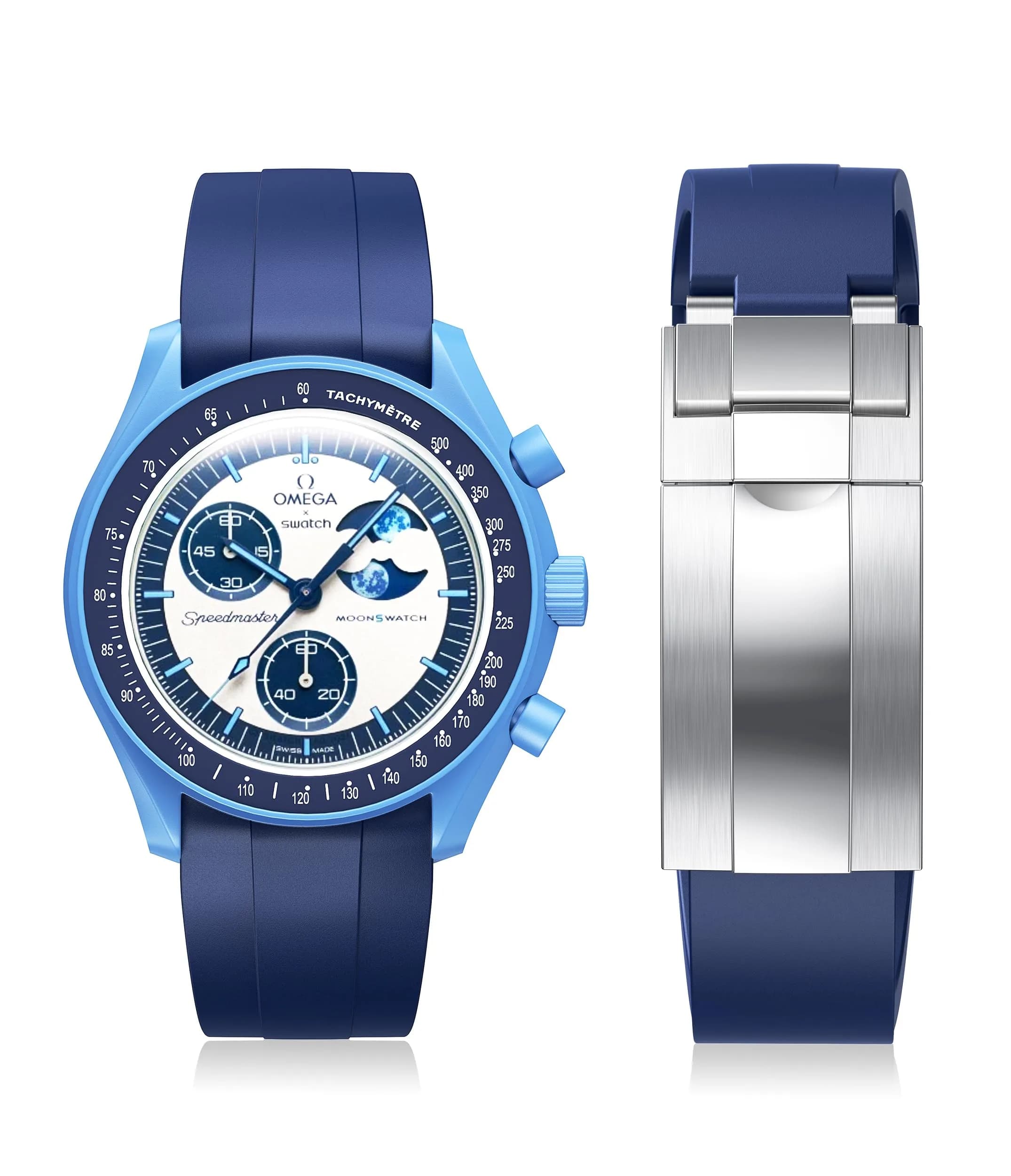 REBANDACE Gray Silicone Watch Band for Omega Moonwatch 20mm | Cut-to-Size, Water-Resistant — Navy