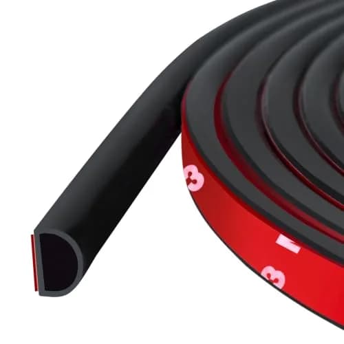 Protalwell Black Silicone D-Shaped Weather Stripping Seal 20ft (15.24m) | Seals Gaps Up to 15/32" (12mm) thumbnail 1