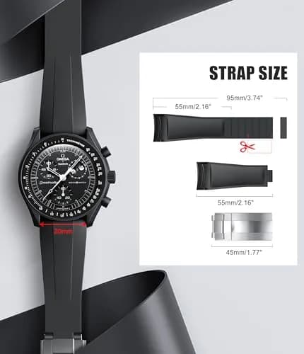REBANDACE Silicone Watch Strap for Omega x Swatch Moonswatch 20mm | Cut-to-Size Curved Band (Brown) thumbnail 5