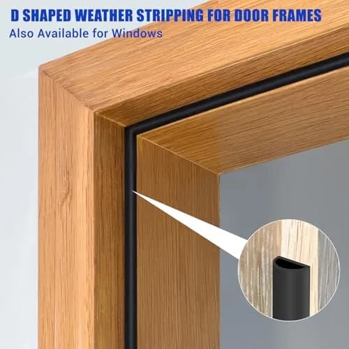 Protalwell D-Shaped Silicone Weather Stripping 6.35mm (3/8") W × 5.08mm (5/16") T — 6.1m (20FT) Roll | Seals Gaps & Reduces Noise thumbnail 4
