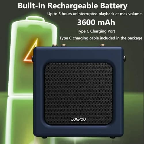 LONPOO Portable Karaoke Machine LP-H01 Navy Blue with Bluetooth & USB Playback | 20 Watts RMS thumbnail 3