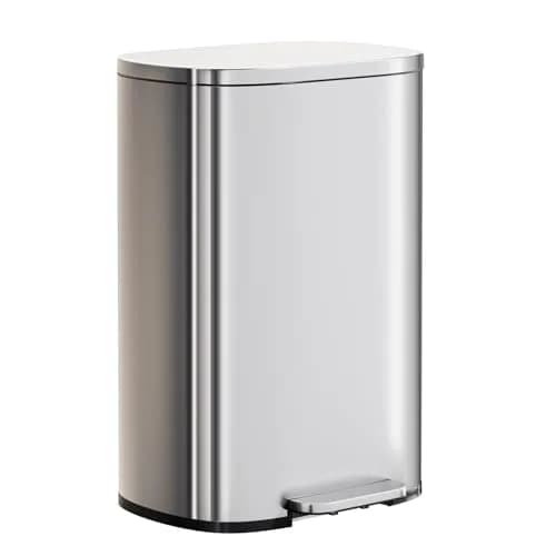 PayLessHere 13G Trash Can with Lid | Stainless Steel | Removable Inner Bucket for Kitchen & Office thumbnail 1