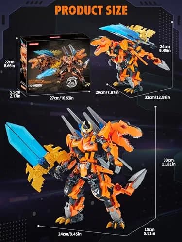 TIALLOW T-Rex Mech Set Dinosaur Transform Robot Model Building Toy | 2-in-1 Dinosaur & Mech thumbnail 6