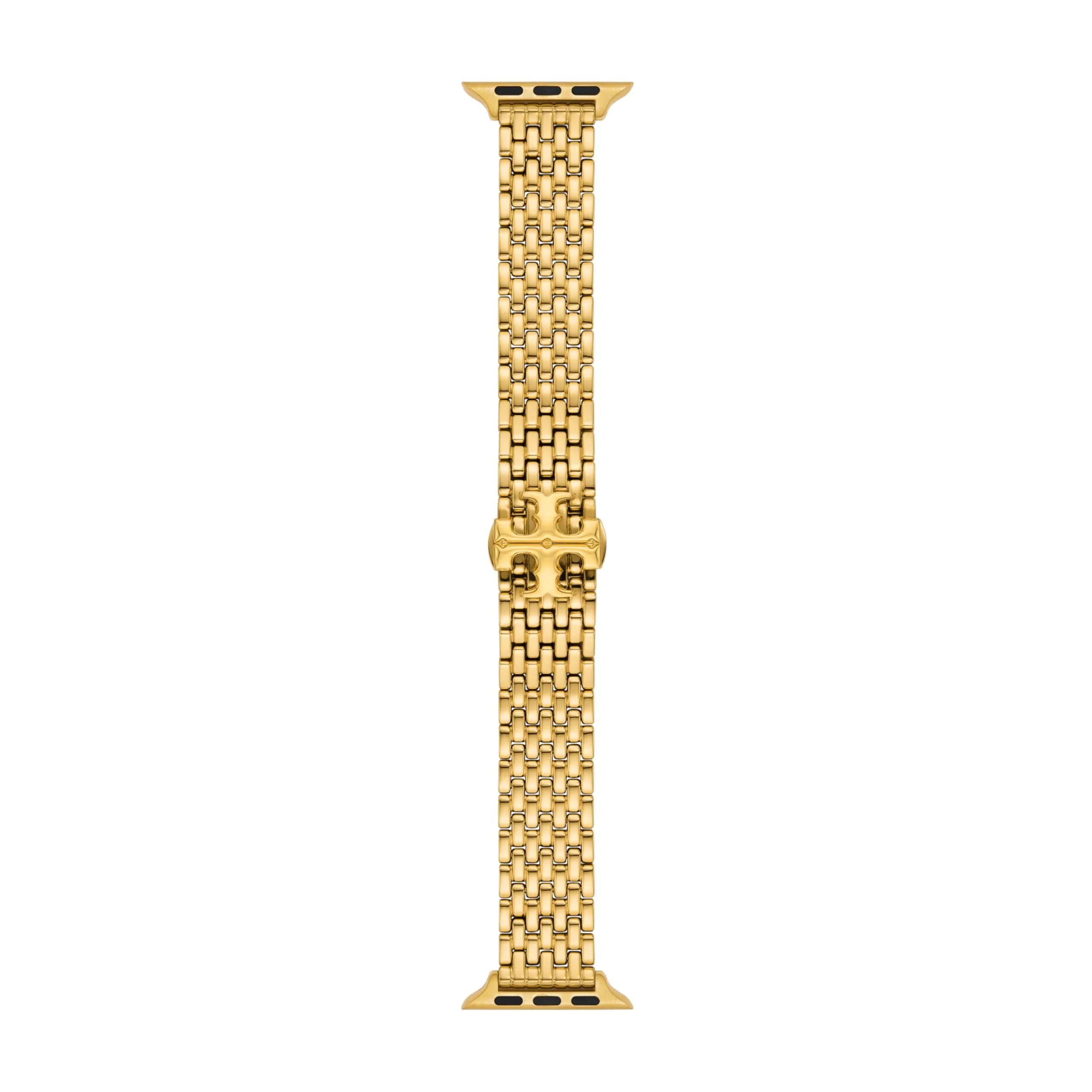 Tory Burch Women's Eleanor Gold-Tone Stainless Steel Band for Apple Watch® (Model: TBS0103E) | Elegant Gold Bracelet for Daily Wear — Gold Logo