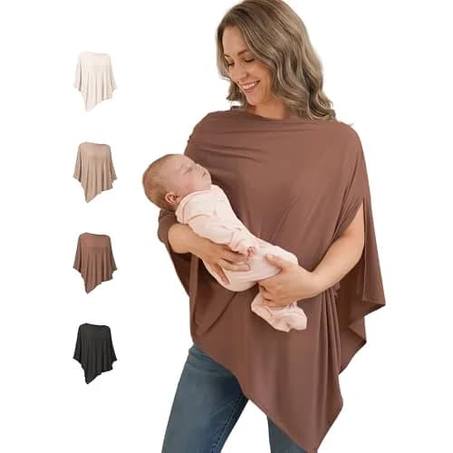 Konssy Rayon Made from Bamboo Nursing Cover Chestnut | Soft, Breathable, Stretchy Poncho for Discreet Breastfeeding thumbnail 1
