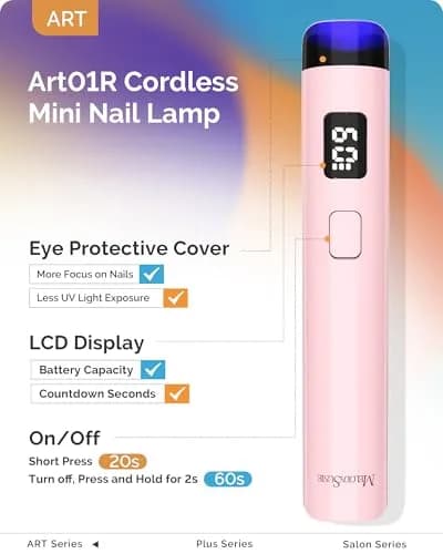 MelodySusie Handheld Flash Cure Nail Lamp P-ART01R | Cordless, Spot Cure, 20s/60s Timer, 450mAh Battery thumbnail 2