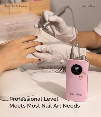 MelodySusie SC320F Rechargeable Nail Drill 30,000 RPM Pink | Beginner-Friendly Electric Nail File with HD Display thumbnail 7