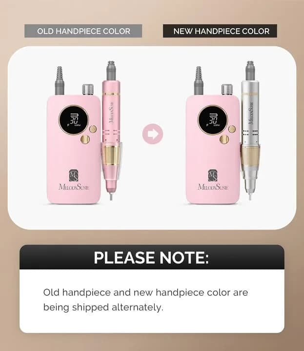 MelodySusie SC320F Rechargeable Nail Drill 30,000 RPM Pink | Beginner-Friendly Electric Nail File with HD Display thumbnail 3