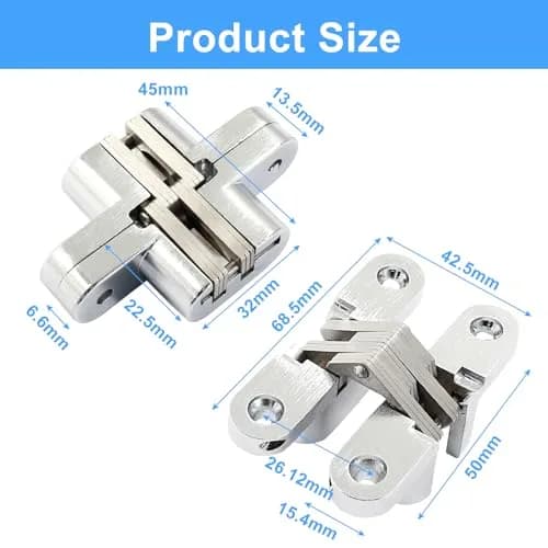 Rierdge 68.5 mm Hidden Hinge, Stainless Steel, 2 pcs | Durable Concealed Cabinet Hardware thumbnail 3