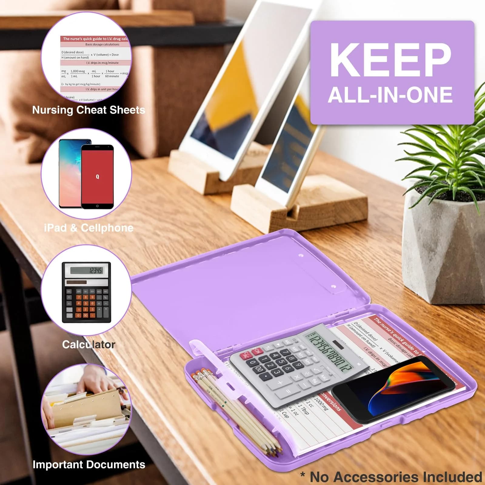 Sooez Clipboard with Storage, Light Purple With Rose Gold Clip, 8.5x11 Inch | Professional Organizer for Field Work thumbnail 5