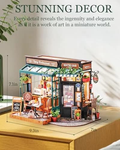 Rolife Miniature Coffee Bar Dollhouse Kit 297pcs 1:18 Scale Creative Gift for Adults thumbnail 6